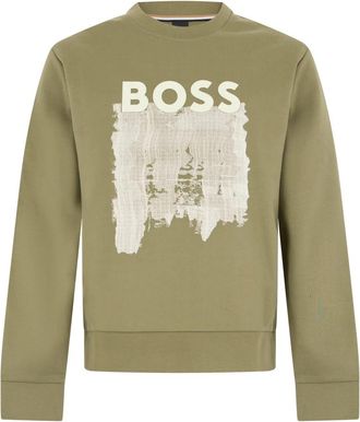 HUGO BOSS Sweatshirt met grafische print - Heren - Sweatshirts - Groen - L - Katoen - Hoodies & sweatvesten