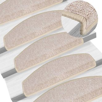 Berkfield Home Carpet Stair Treads 15 pcs Taupe 65x24x4 cm | Size: Medium