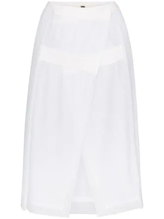 032c pliss&eacute; pleated wrap skirt - women - Polyester - S - White