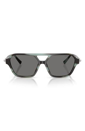 Tiffany & Co. Polarized 58mm Square Sunglasses in Striped Black Tiffany /Grey at Nordstrom