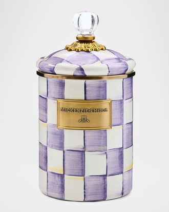 MacKenzie-Childs Violet Check Medium Canister