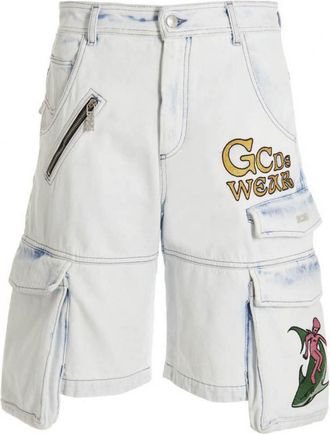 GCDS Light Blue Embroidered Ultracargo Shorts