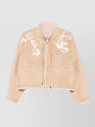 Ermanno Scervino embroidered faux shearling jacket