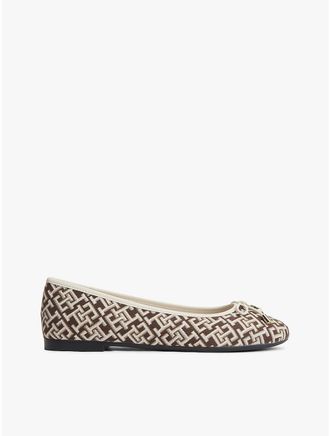 Tommy Hilfiger Womens Monogram Jacquard Ballet Flat - Rich Walnut - US 6.5 / EU 37