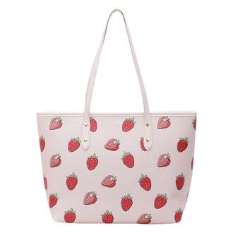 Generic Women Leather Fruit Shoulder Bag Large Tote Bag Top Handle Bag (Pink Strawbery) (Pink strawberry)