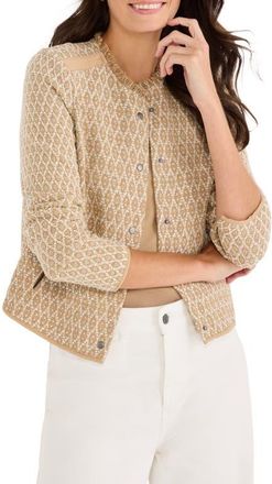 Nic+Zoe Brocade Jacquard Fringe Jacket in Neutral Multi at Nordstrom, Size Xx-Large