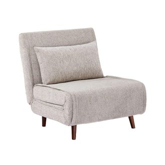 Sweeek Sill&oacute;n cama convertible de chenilla con patas de madera, beige