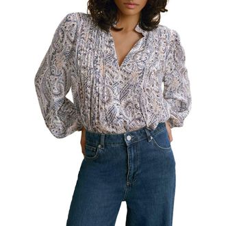 Mint Velvet Paisley Print Blouse in Camel at Nordstrom, Size X-Large