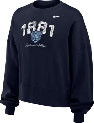 Nike Womens College Phoenix Fleece (Spelman College) Crew-Neck Sweatshirt in Blue | W33302SPEC25-NVY