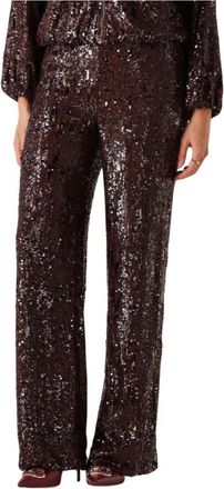 Co'Couture Sophiecc Sequin LL Pant - Dames - Wijde Broeken - Bruin - S - Polyester - Broeken
