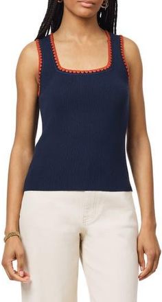 Scotch & Soda Embroidered Trim Sweater Tank in Black Iris at Nordstrom Rack, Size X-Small