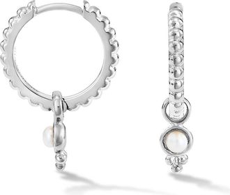 Dower & Hall Timeless Dotty Hoops with Pearl Drop
