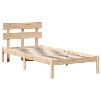 Berkfield Home Bed Frame with Headboard 75x190 cm Solid Wood Pine in Light Brown