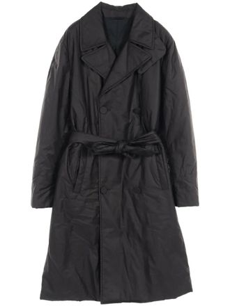 コート LANVIN Woman Coat Black RWCO00315758A23 10 Vtg 2006 LANVIN Black Wrinkle Textured Satin Jacket Trench