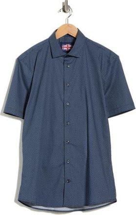 Soul of London Short Sleeve Stretch Button-Up Shirt in Navy at Nordstrom Rack, Size Xx-Large