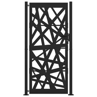 Berkfield Home Beautiful Garden Gate Black 105x205 cm Steel Light Design