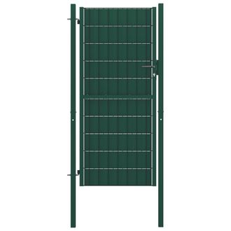 vidaXL Puerta De Valla De Pvc Y Acero 100 X 164 Cm Verde Vidaxl