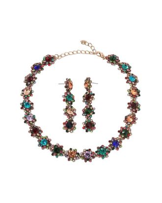 Eyecandy LA Eye Candy La Glass Crystal Statement Necklace + Earring