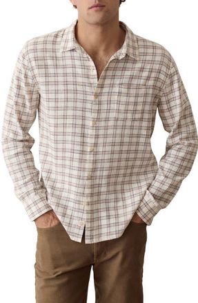 Marine Layer Classic Stretch Check Button-Up Shirt in White/navy Check at Nordstrom, Size Xx-Large