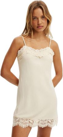 Cotton On Womens Estelle Mini Slip Dress in Cream at Nordstrom, Size 6