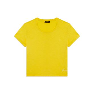 Freddy T-shirt cropped in jersey fiammato con risvolto sulle maniche