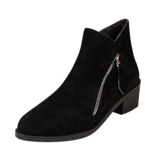 Generic Womens Autumn Winter Fashion Suede Ankle Boots Casual Comfort Everyday Wear Slip Durable Sole Lightweight Footwear for Ladies (Black, 6.5)