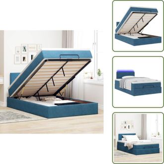 vidaXL The Living Store Struttura Letto Pouf con Materasso Blu Scuro 120x200 cm Velluto - Materasso a molle