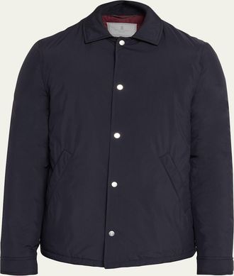 Brunello Cucinelli Mens Modern Fit Snap-Front Shirt Jacket