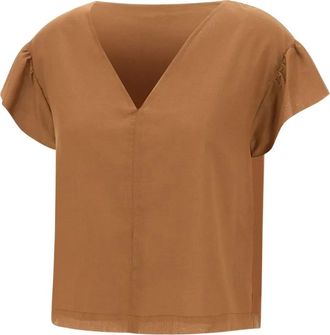Kaos V-neck ruffled blouse - women - Cotton - 42 - Brown