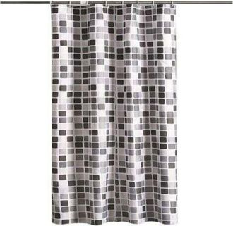 OEM Cortina De Ducha, Cortina De Ducha En Blanco Y Negro, Cortina De Ducha De Mosaico, 8 Ganchos, Para Ba&ntilde;os Y Aseos (120 X 180 Cm, Mosaico)