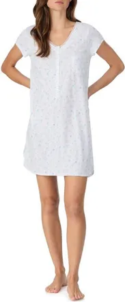 Eileen West Cotton Jersey Short Nightgown in Blue/white at Nordstrom, Size X-Large