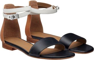 Herm&egrave;s Tri-Colour Leather Baia Sandals Size 40