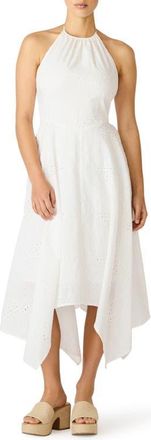 Steve Madden Dalina Eyelet Embroidery Halter Dress in Birch White at Nordstrom, Size X-Small
