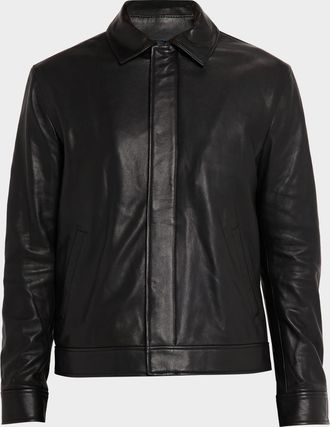 SIMKHAI Mens Landon Collared Leather Jacket