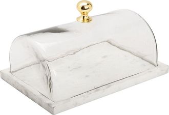 Alice Pazkus Large Rectangular Marble Cake Dome With Knob