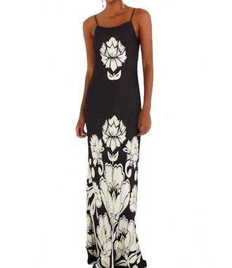 Farm Rio Arabesque Maxi Slipdress In Black