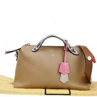 Fendi By The Way Satchel Leather Beige Leather Handbag (Pre-Owned)