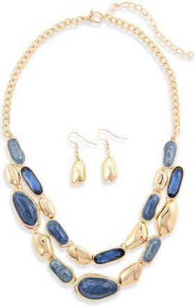 Tasha Pebble Link Collar Necklace & Earrings Set in Navy Blue at Nordstrom Rack