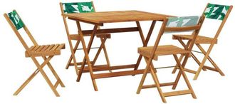 vidaXL Set De Comedor Jard&iacute;n 5 Pzas Tela Madera Maciza Estampado Hojas Vidaxl