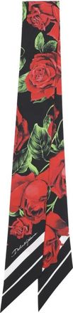 Dolce & Gabbana Accessoires, Dames, Veelkleurig, ONE Size, Zijden Foulard met bloemenprint