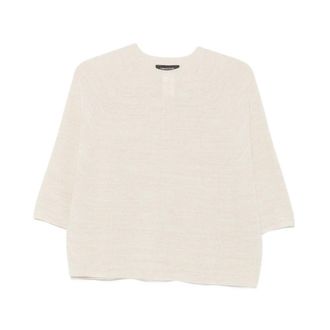Fabiana Filippi Round-neck Knitwear, female, Beige, Size: L Round Neck Short-Sleeve Knit
