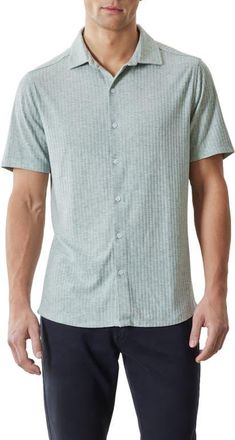 Robert Barakett Anton Knit Button-Up Polo in Aqua at Nordstrom, Size Xx-Large