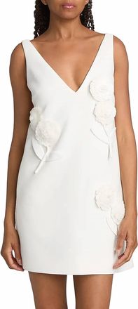 Self Portrait Paillette-Embellished Flower-Appliqu&eacute; Minidress In White