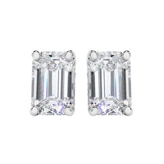 Diamond2Deal 4 Ct Emerald Cut Lab Grown Diamond Stud Earrings 14k White Gold VS Clarity, F-G Color