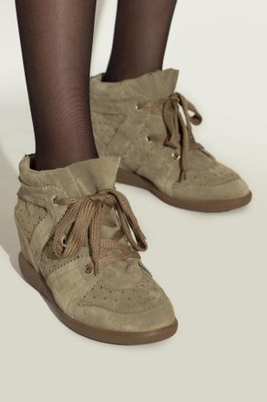 Isabel Marant Suede Bobby Wedge Boots, Womens, Green