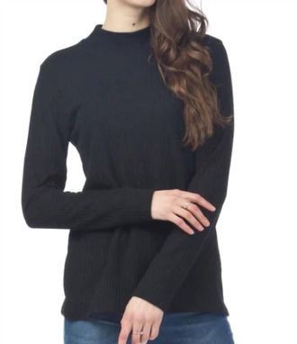 Papillon Ribbed Mock Neck Sweater In Black