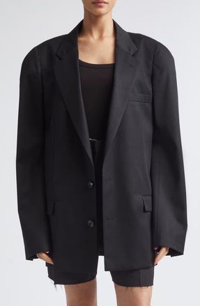 Maison Margiela Oversize Single Breasted Virgin Wool Blazer in Black at Nordstrom, Size 10 Us