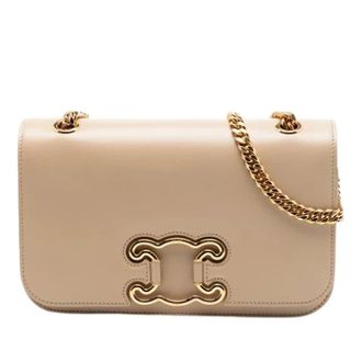 Celine Pre-owned Vintage Crossbody Tas - Dames - Pre-owned - Beige - Maat: ONE Size Leer