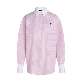 Karl Lagerfeld Camisa Ikon de Raya con Cuello Contrastante - Blouses & Shirts - Mujer - Rosa - M