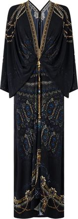 Camilla Jersey maxi-jurk met gesmockte voorkant - Zwart